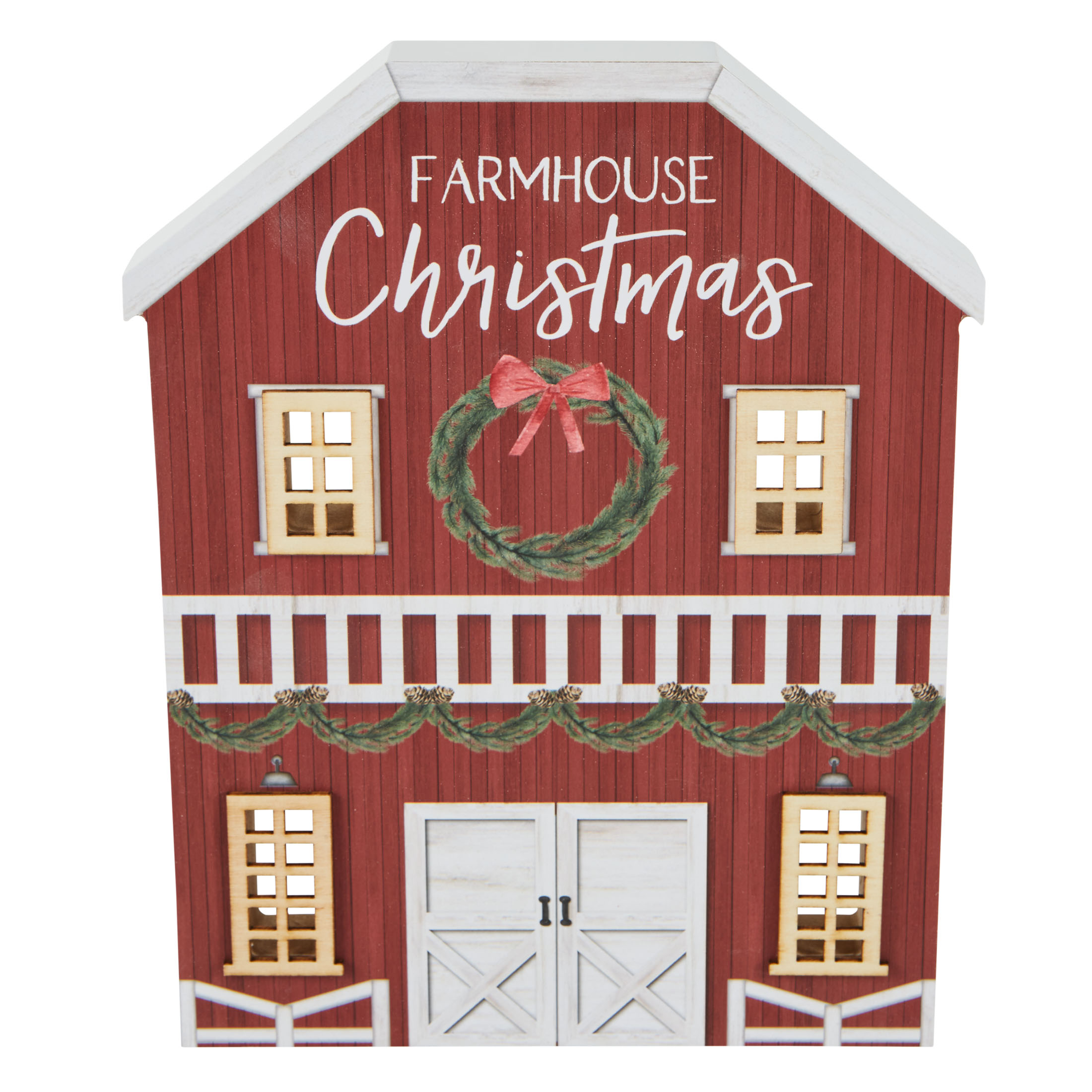 Holiday Time Table Top Barn Block Sign Decoration, 10 inch - image 1 of 4