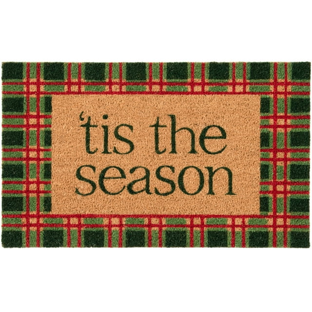 Holiday Time Tis the Season Coir Doormat, 18" x 30"