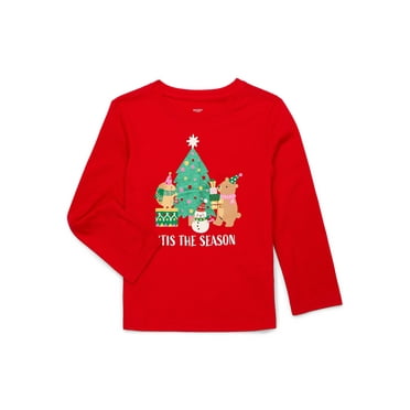 Holiday Time Christmas Toddler Graphic Tee with Long Sleeves, Sizes 12M-5T