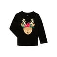 Christmas Toddler Girls Graphic Print Tee with Long Sleeves from