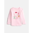 thumbnail image 1 of Holiday Time Toddler Girls' Christmas Graphic Tee with Long Sleeves, Sizes 12M-5T, 1 of 3