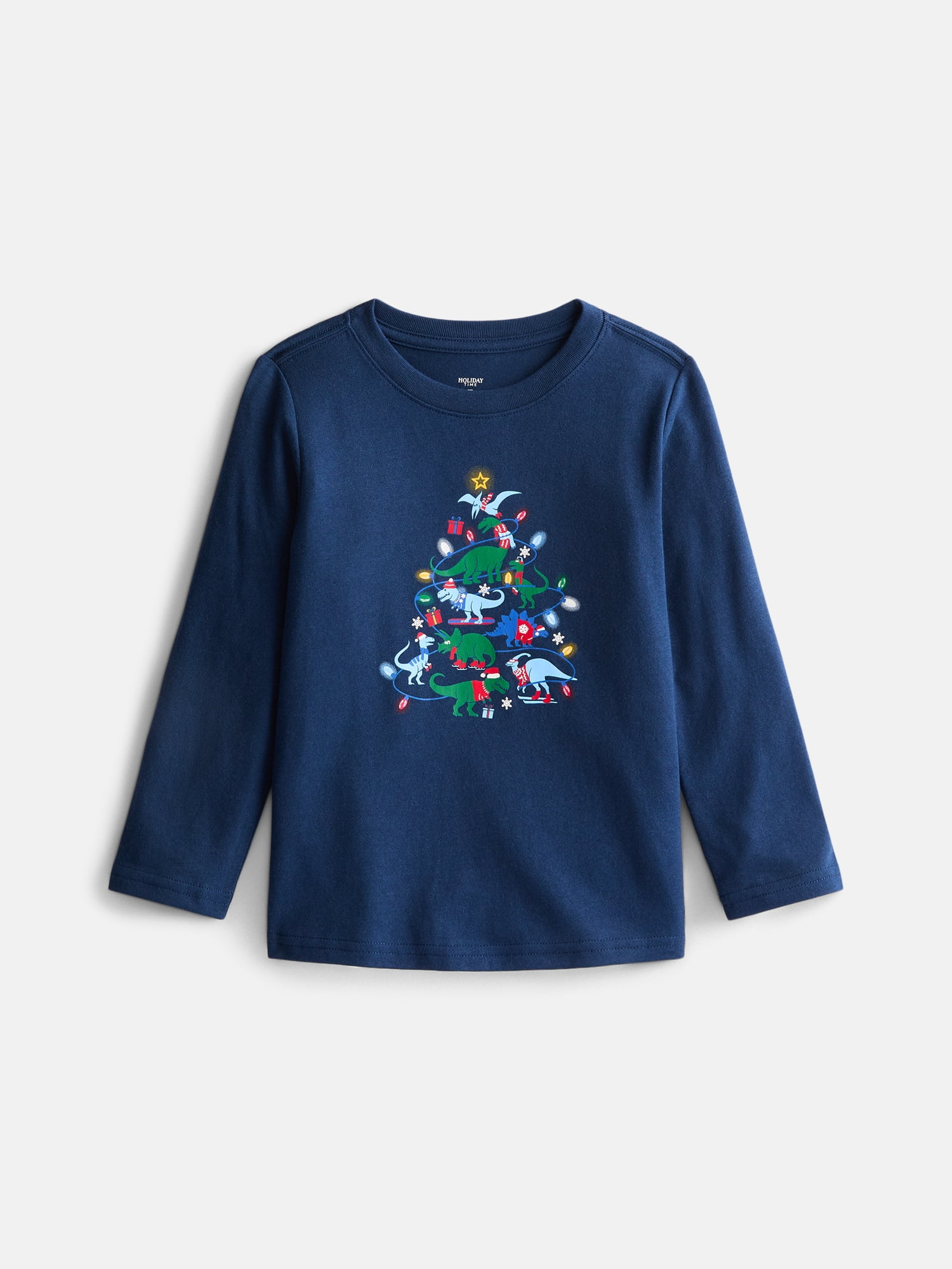 Holiday Time Toddler Girls' Christmas Graphic Tee with Long Sleeves, Sizes 12M-5T