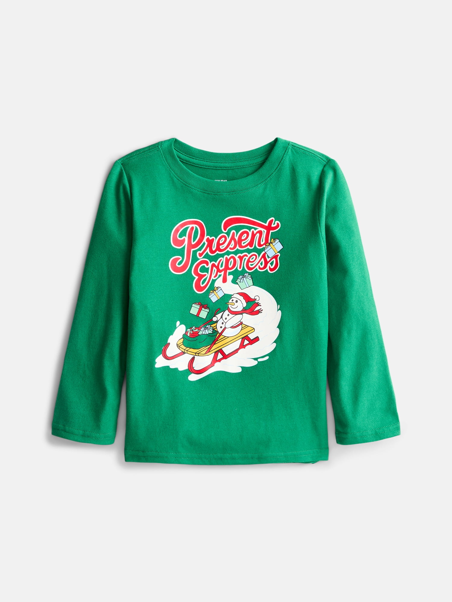 Holiday Time Toddler Girls' Christmas Graphic Tee with Long Sleeves, Sizes 12M-5T