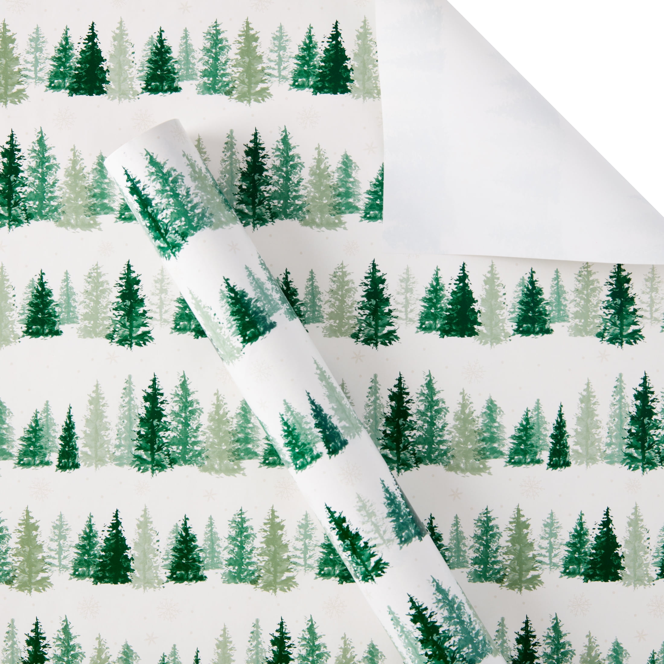 Christmas Wrapping Paper - Winter Greens on White, Branches, Pine,  Evergreen, Hand drawn, Holiday Gift Wrap, 20x29