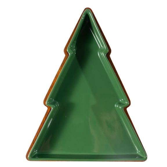 Holiday Time Tree Serving Board with Green Serving Bowl, 2-Piece