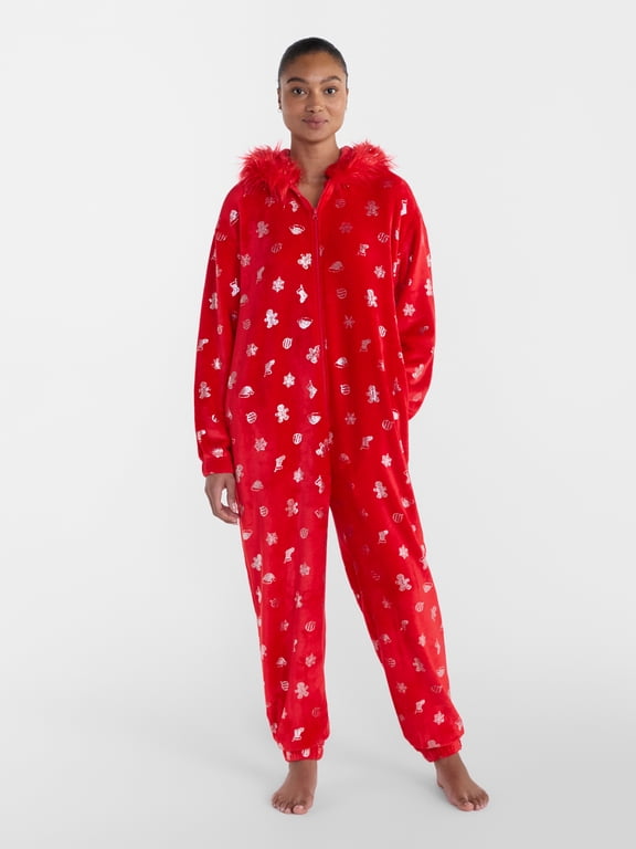 Women’s Hooded Full Zip Union Suit by Holiday Time, Sizes XS-3X