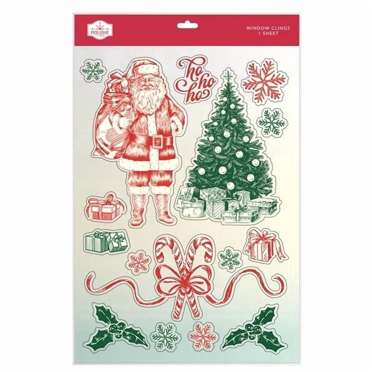 Vintage Santa Christmas Window Clings, Multicolor, 10.8" x 16.8", by Holiday Time