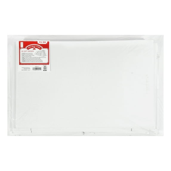 Holiday Time White Gift Boxes, 20 Count