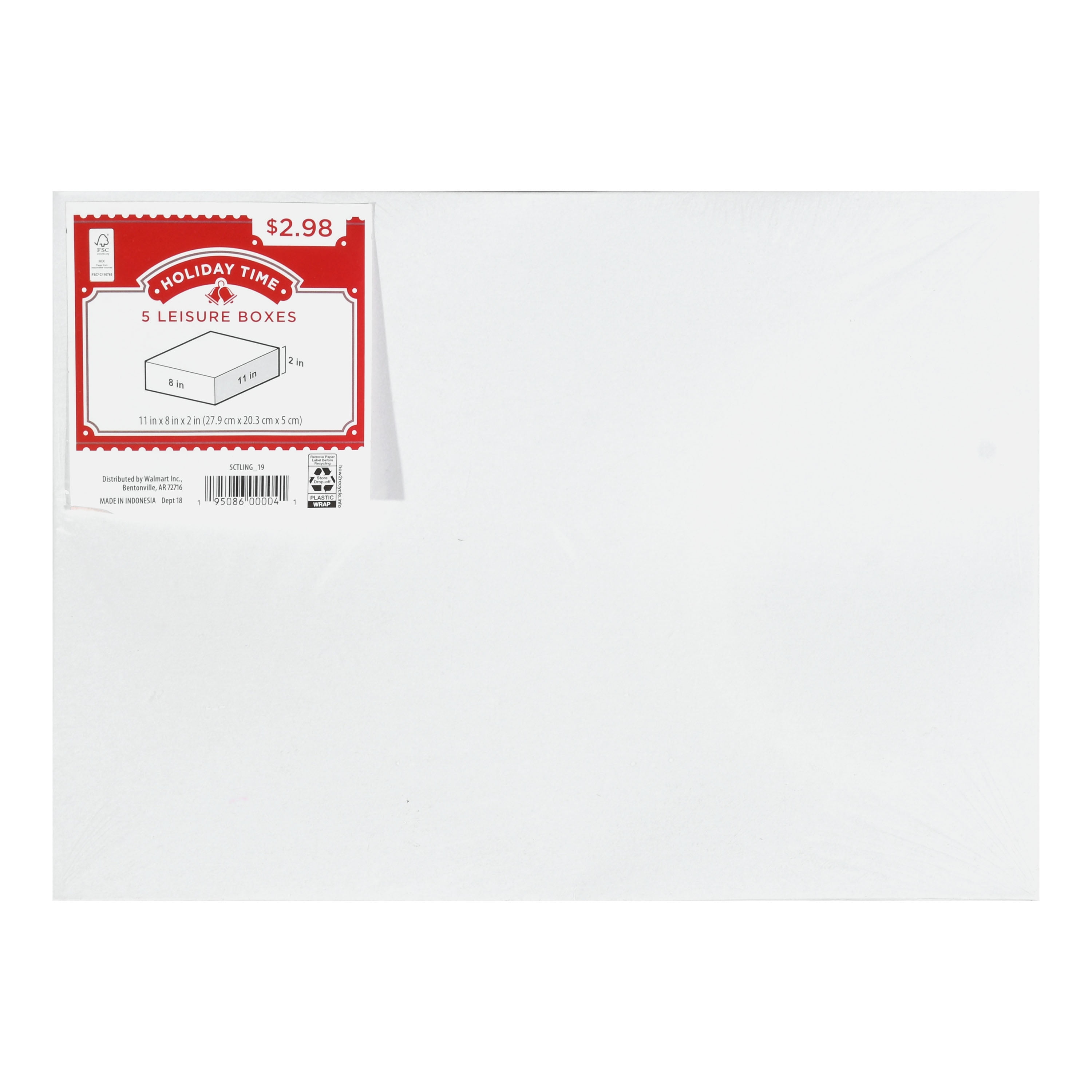 Holiday Time White Leisure Boxes, 5 Count