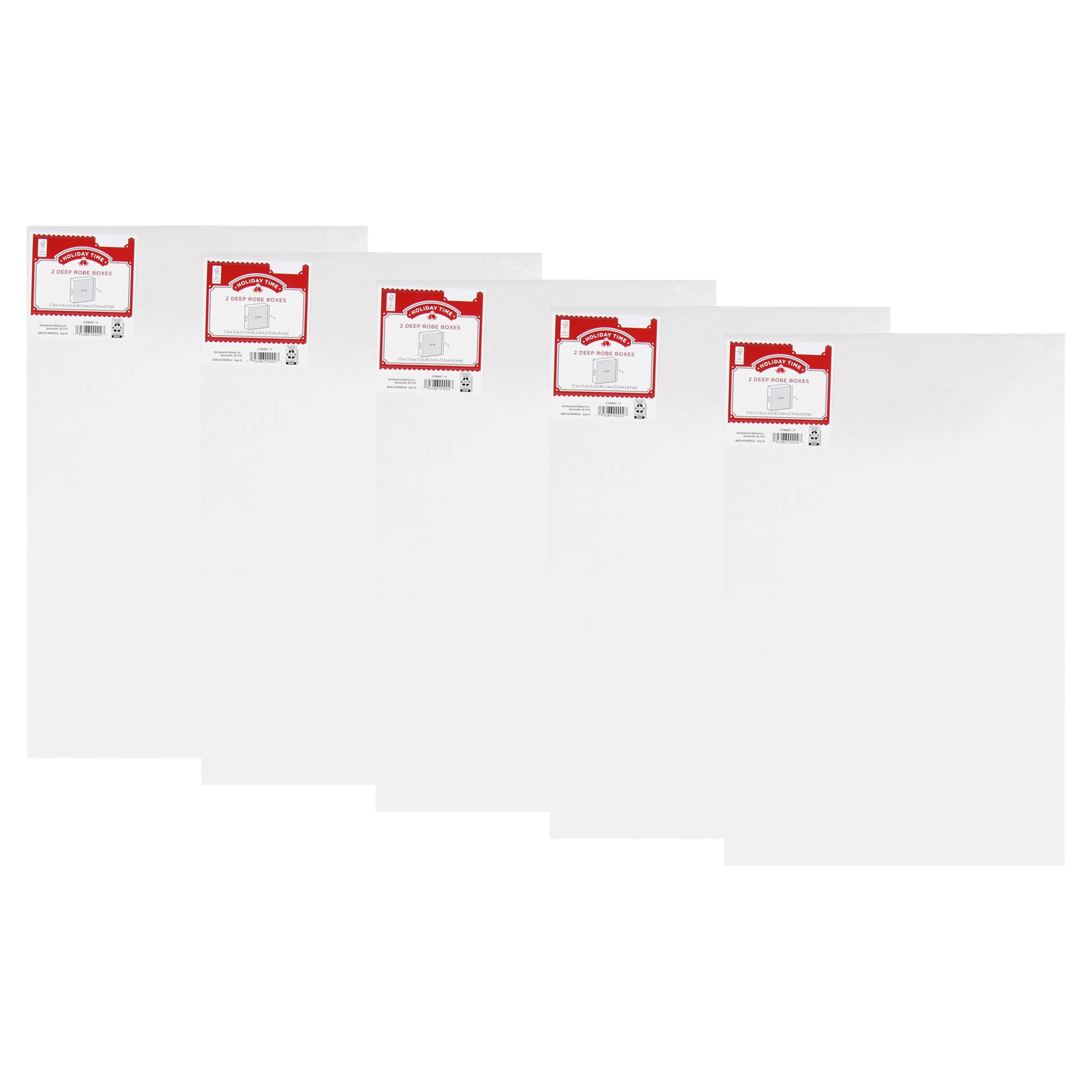 (5 pack) Holiday Time White Paper Deep Robe Gift Boxes, 2 Count (17" x
