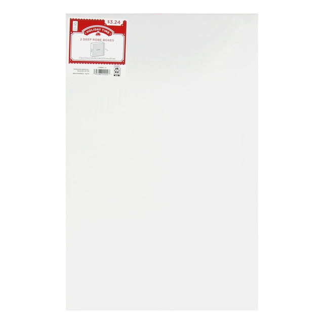 Holiday Time White Paper Deep Robe Gift Boxes, 2 Count (17" x 11