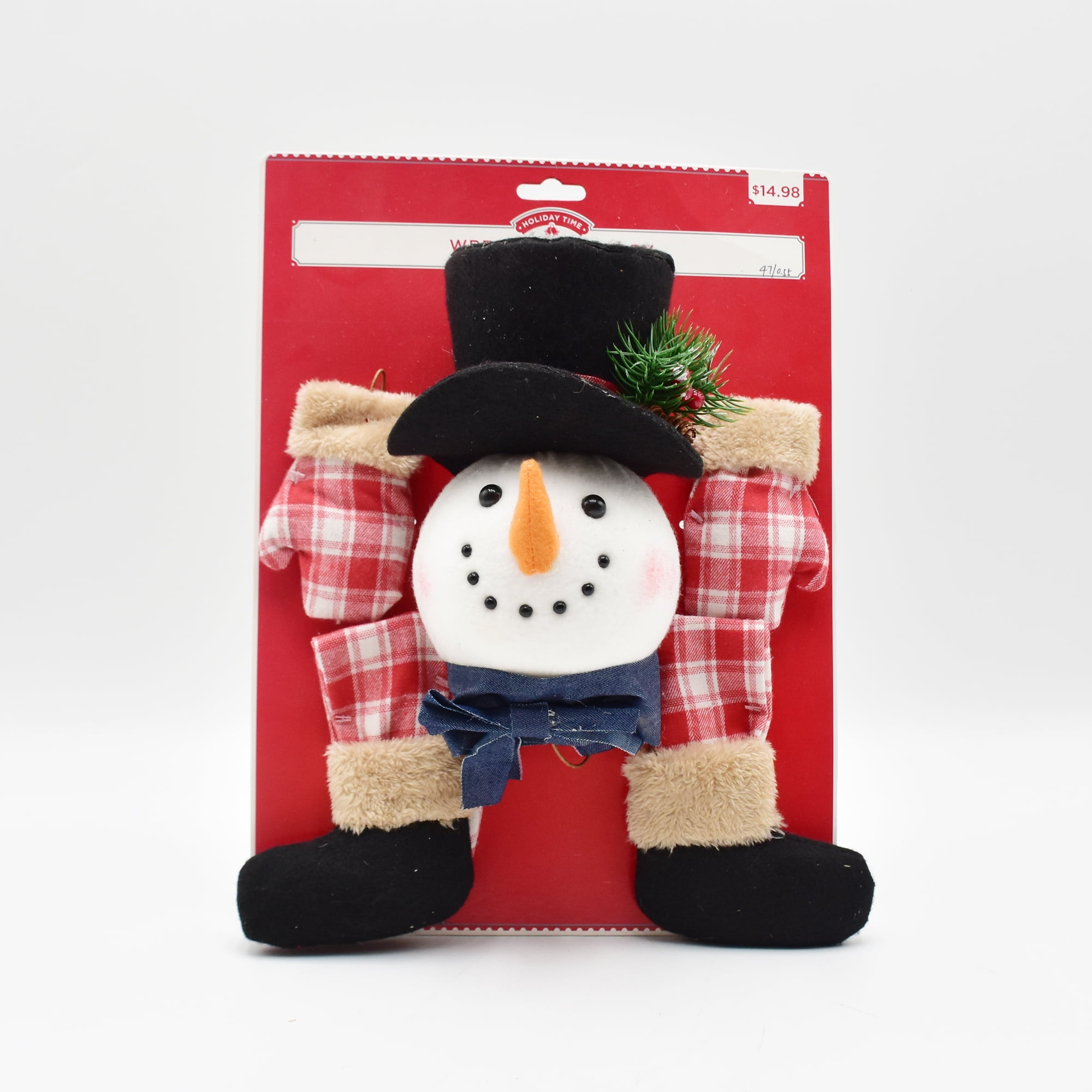 Holiday Time White Snowman Christmas Wreath Accessory 15.9''H