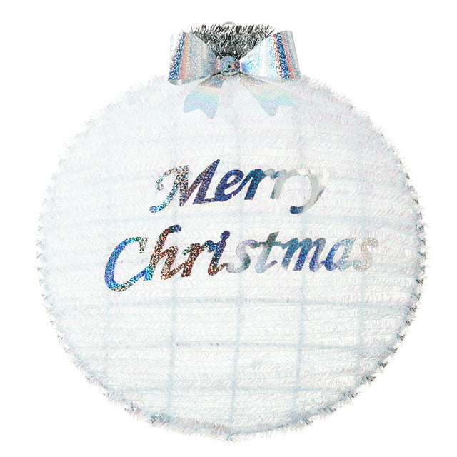 Holiday Time White Tinsel Merry Christmas Decoration