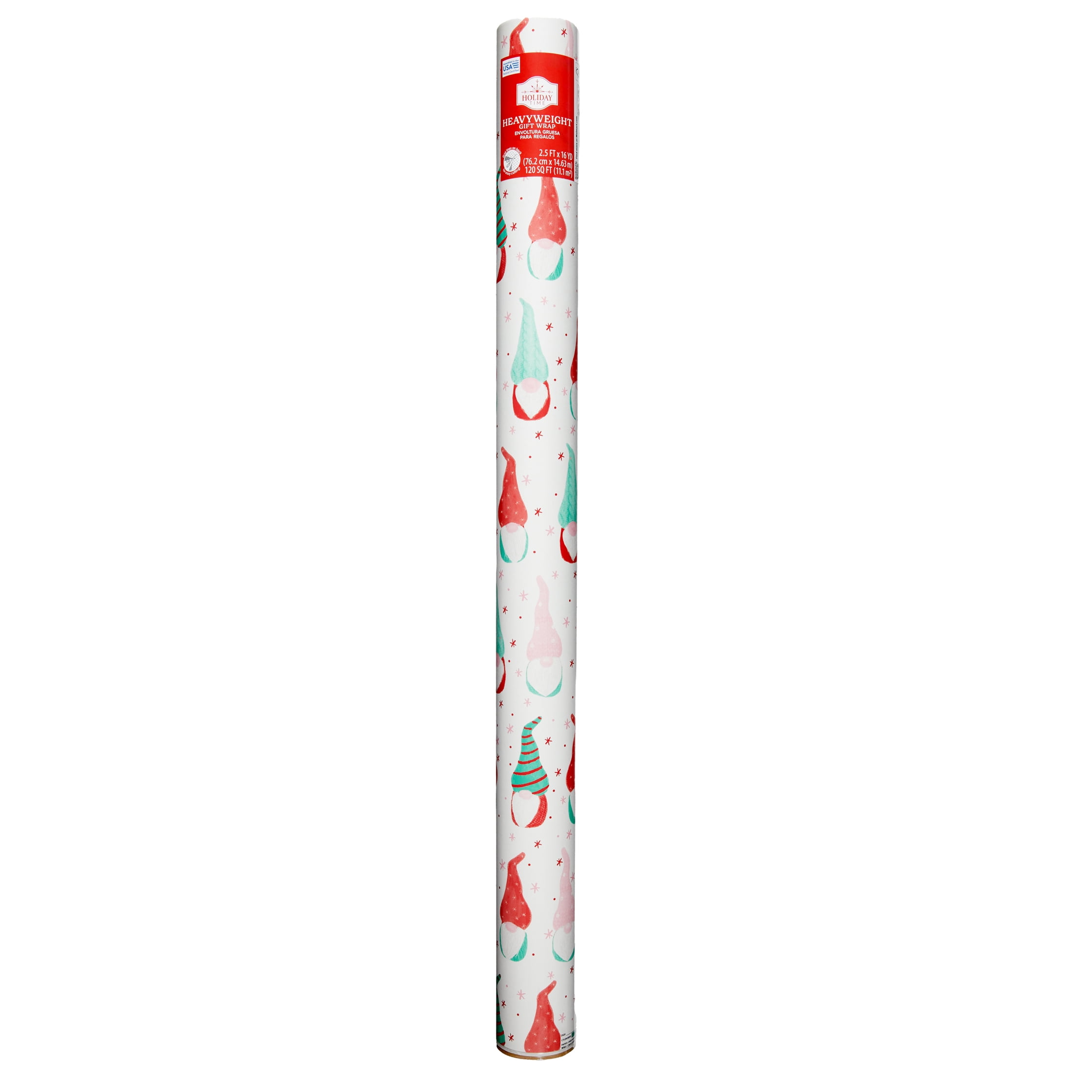 Winter Blush Gnomes Heavyweight Christmas Gift Wrap, 120 sq ft, by Holiday Time Winter Blush Gnomes Heavyweight Christmas Gift Wrap, 120 sq ft, by Holiday Time