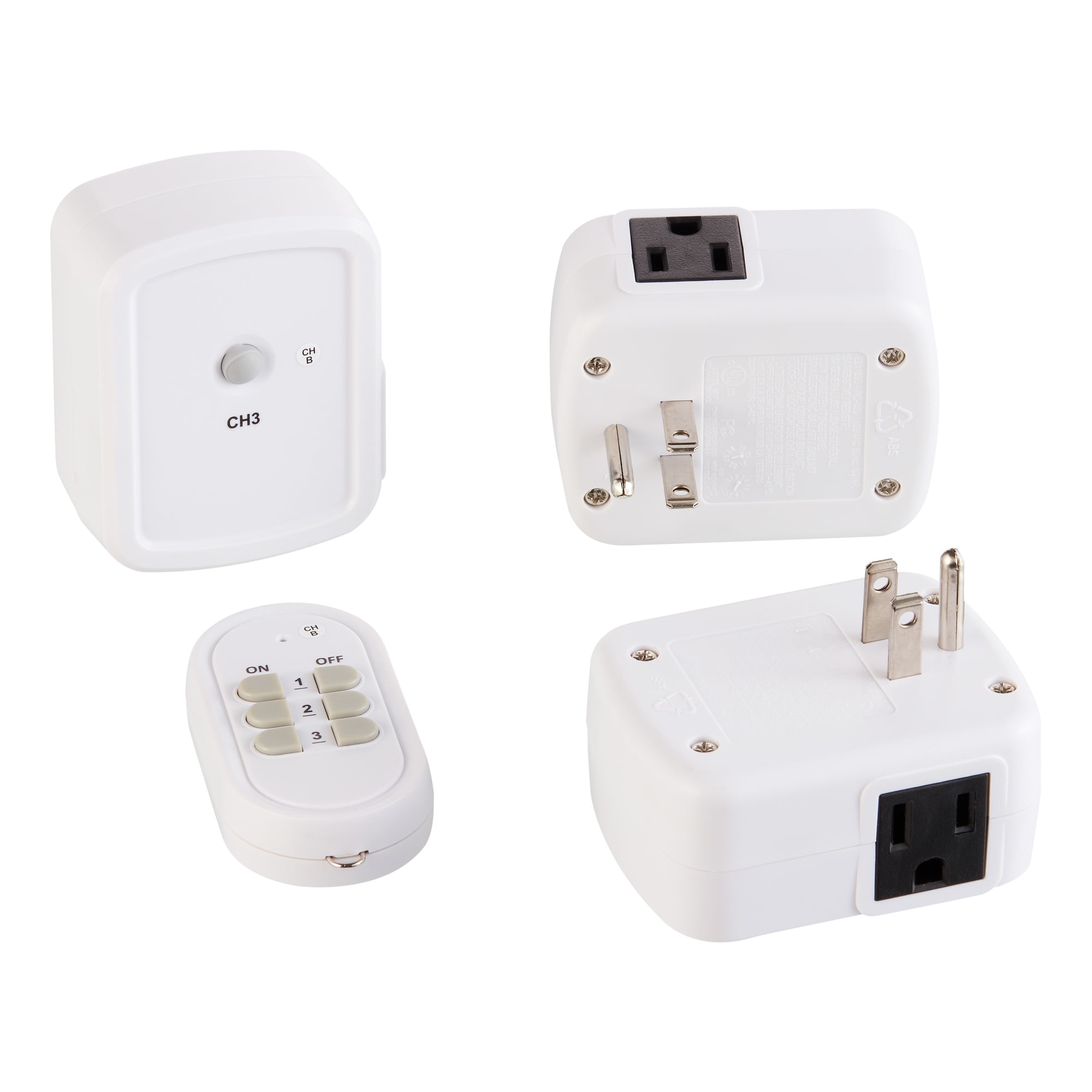 Holiday Time Wireless Outlet and Remote with 100 Foot Range, 3-Pack 