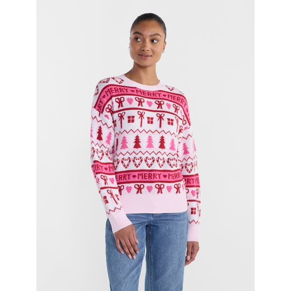 Women’s Merry Bow Sweater by Holiday Time, Midweight, Sizes XS-XXL