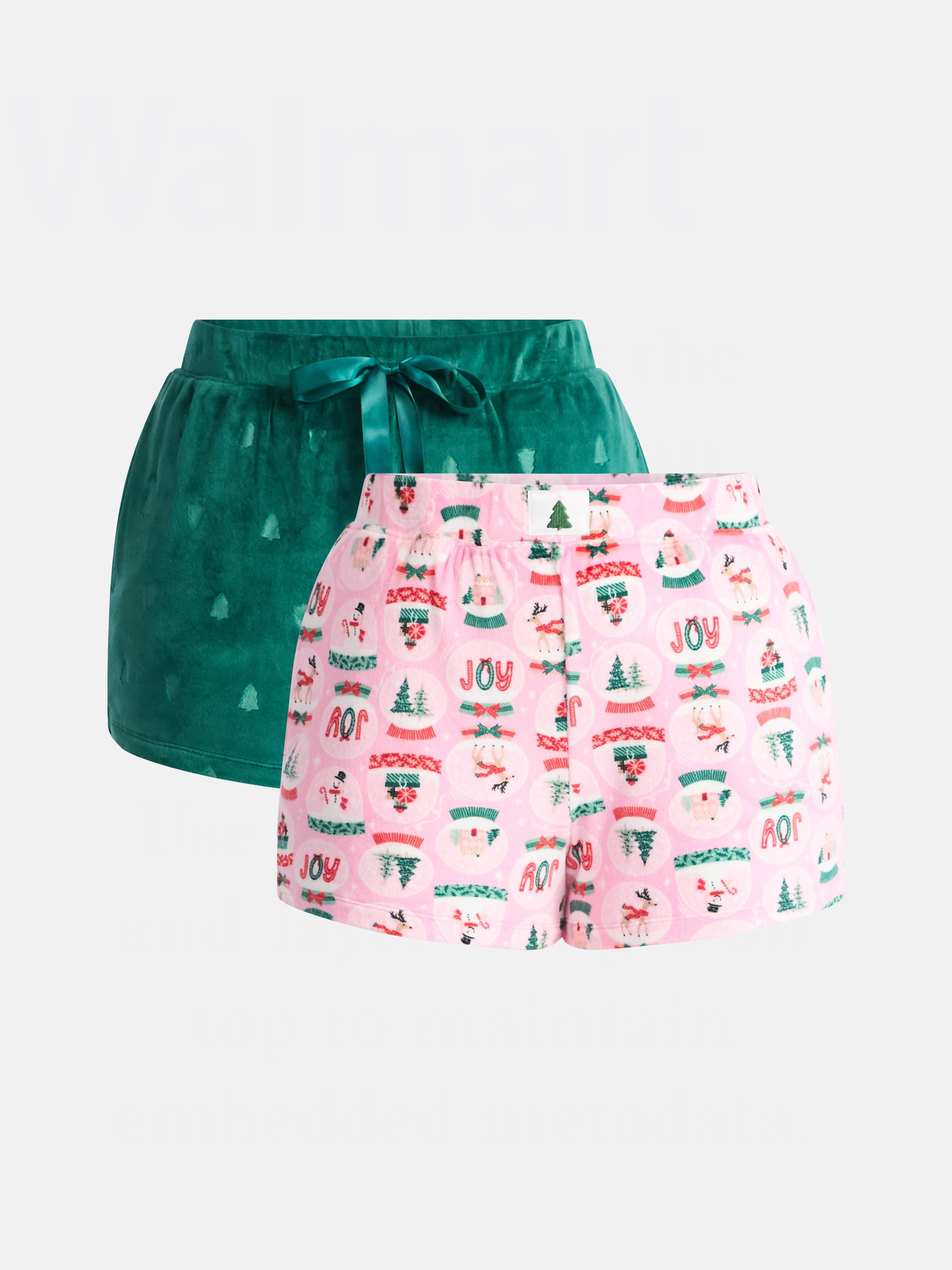 Holiday Time Women's and Women's Plus Christmas Sleep Shorts, 2-Pack, Sizes XS-3X