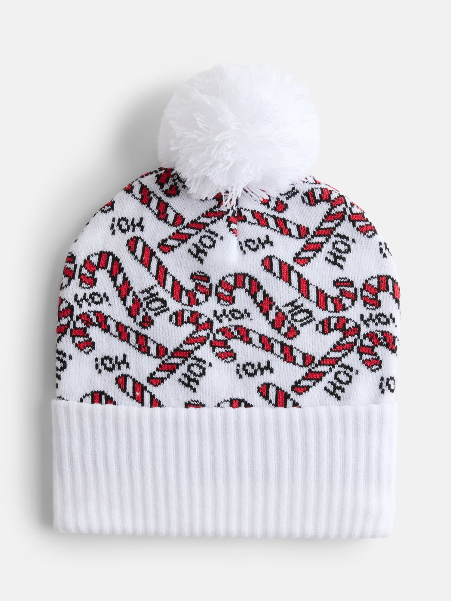 Holiday Time Women's Candy Cane Print Beanie Hat, White - Walmart.com