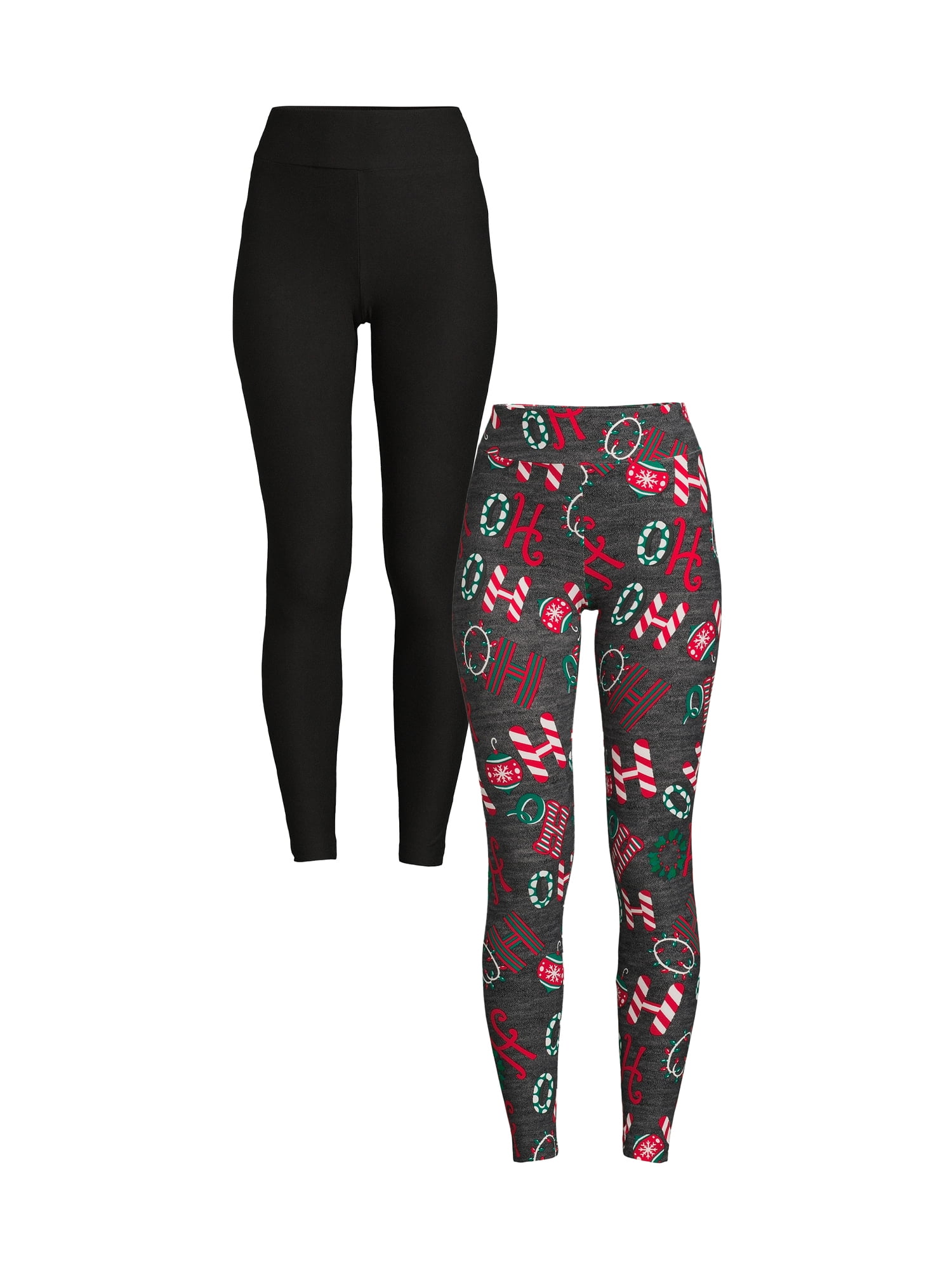 Holiday Time Women's Christmas Leggings, 2 Pack