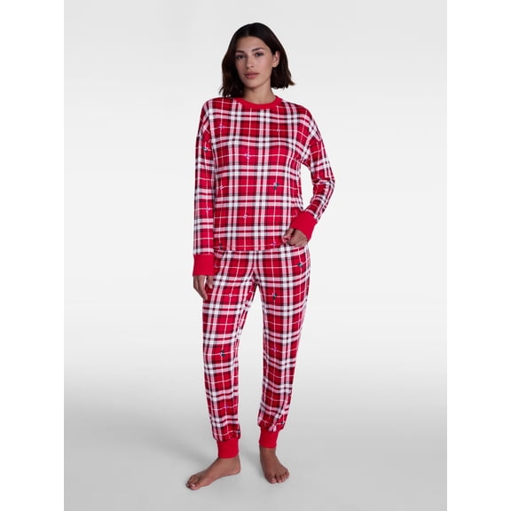Holiday Time Women's and Women's Plus Top and Jogger Pants Pajama Set, 2-Piece, Sizes XS-3X