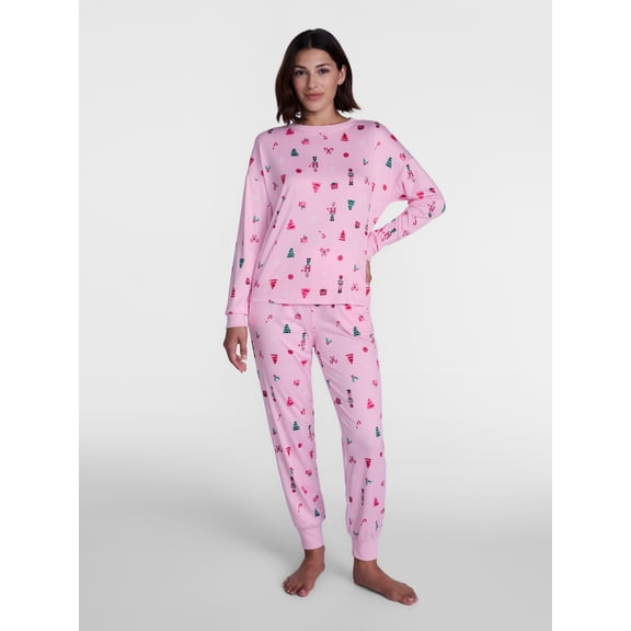 Holiday Time Women's and Women's Plus Top and Jogger Pants Pajama Set, 2-Piece, Sizes XS-3X
