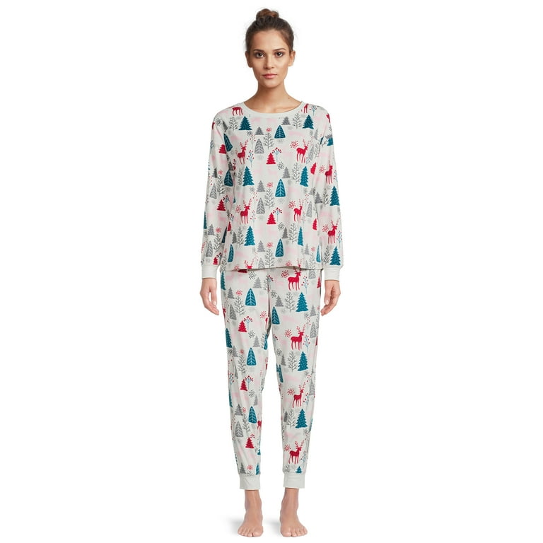 Holiday Time Women s Deer Christmas Pajama Set 2 Piece Sizes S 3X Walmart