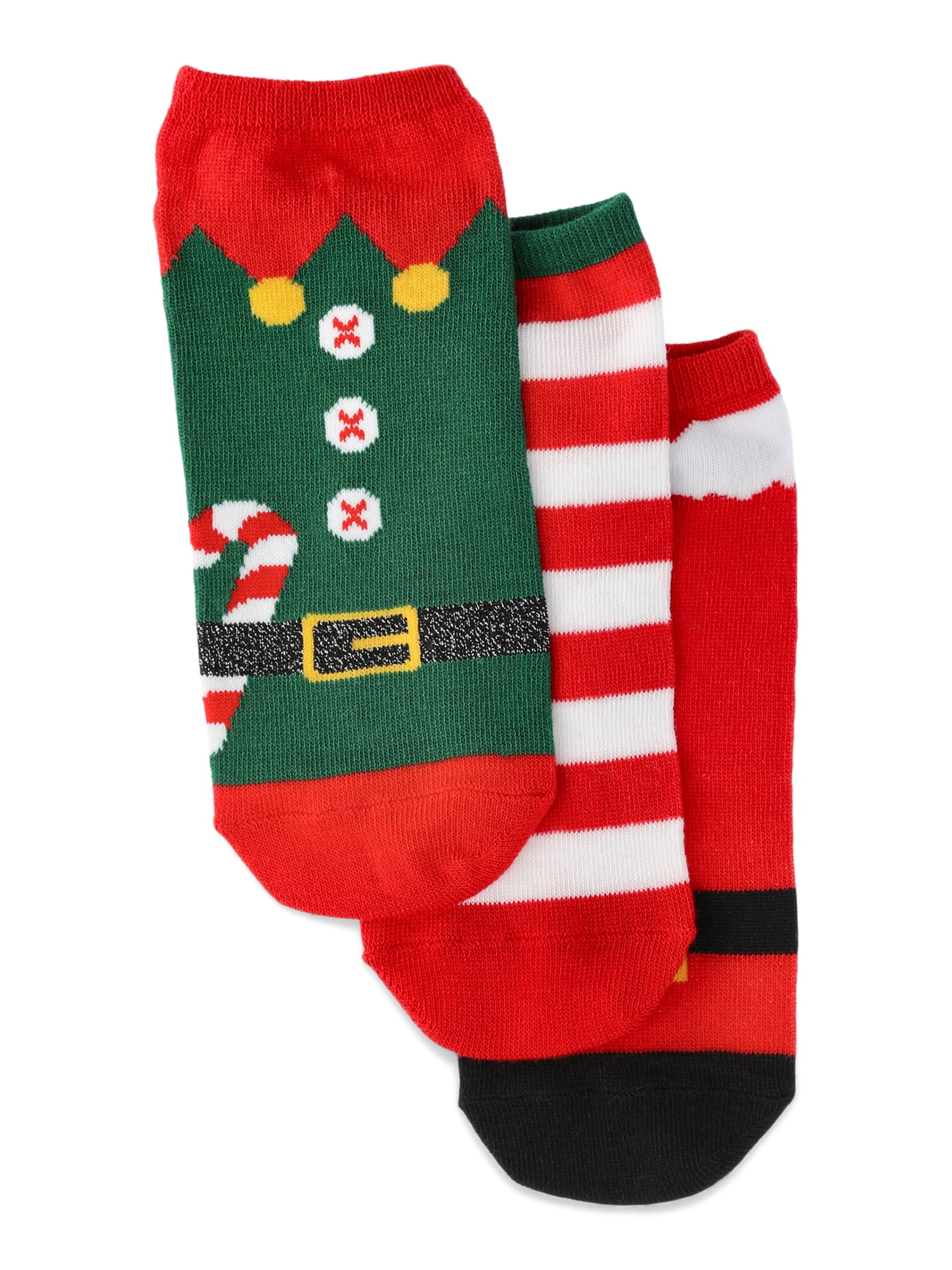 Holiday Time Women's Elf No-Show Socks, 3-Pack, Size 4-10