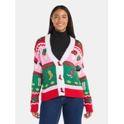 Women's Embellished Button Front Christmas Cardigan from Holiday Time, Sizes XS-XXXL