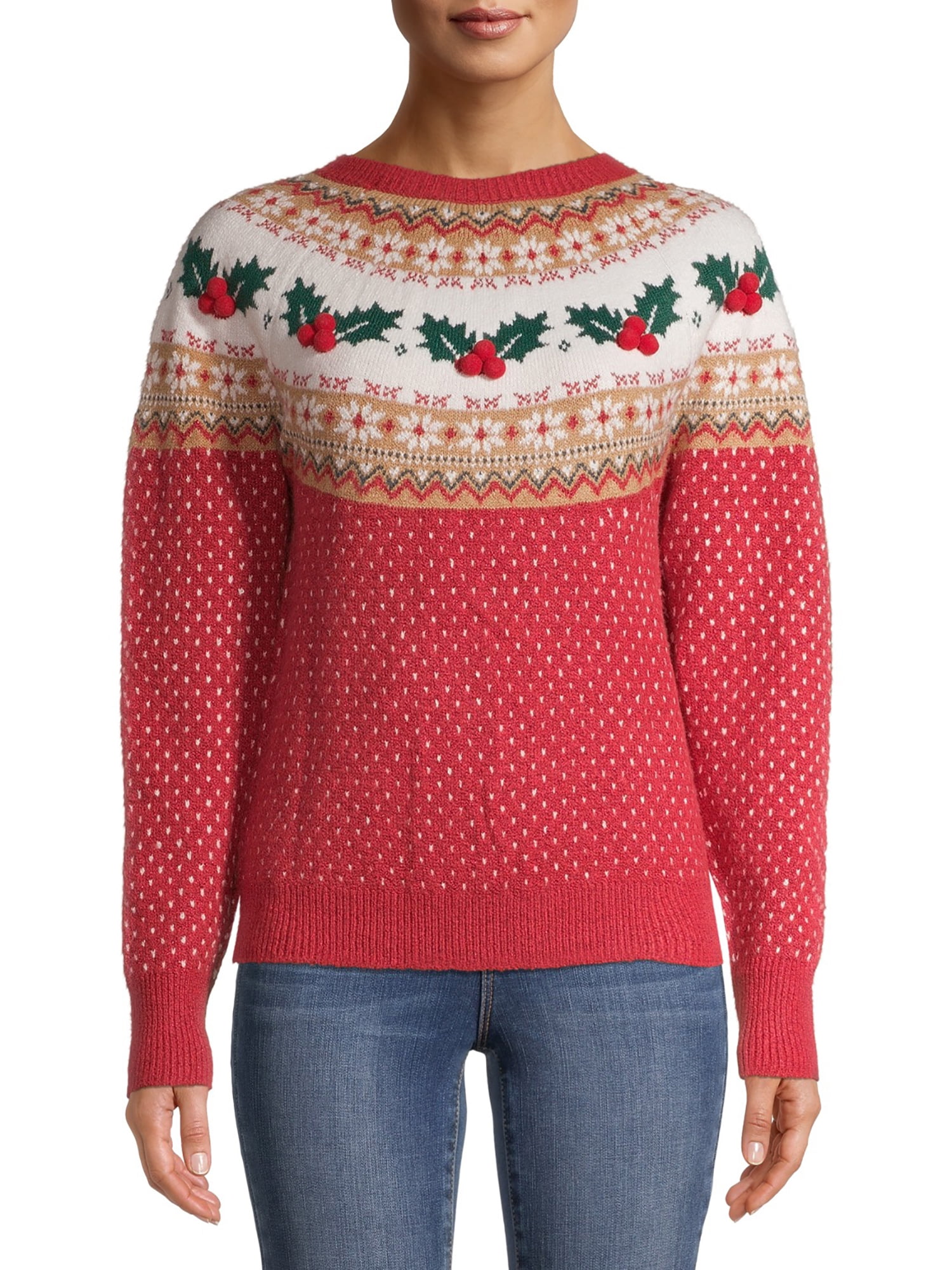 Holiday Time Women's Fair Isle Holiday Sweater