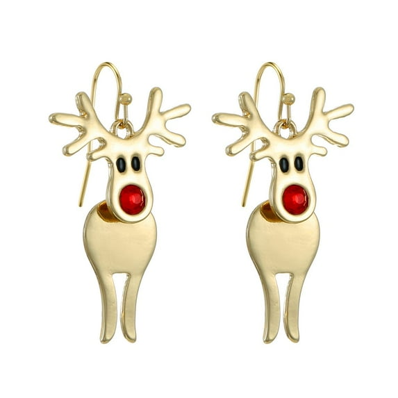 Holiday Time Women's Goldtone Reindeer Earring Gold