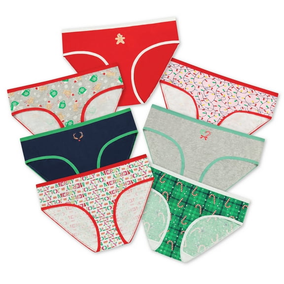Holiday Time Women's Christmas Jersey Hipster, Underwear 7 Pack, S-XXL