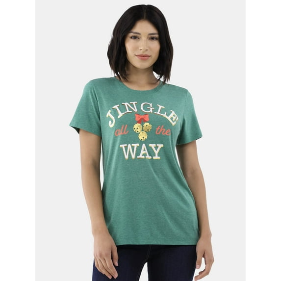 Holiday Time Women's Jingle All the Way Christmas Graphic Tee, Sizes S-3XL