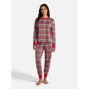 HOLIDAY TIME Women's Long Sleeve Crew Neck Sleep Top and Jogger Pants Pajama Set, 2-Piece, Sizes S-3X