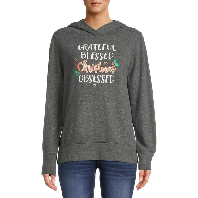 Holiday Time Women's Long Sleeve Hacci Hoodie
