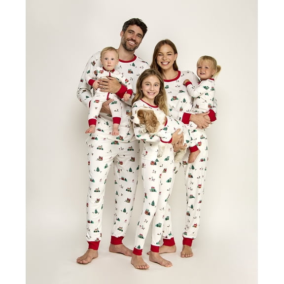 Holiday Time Women's Matching Family Pajamas Elf Village Top and Pants Set, Sizes XS-3X