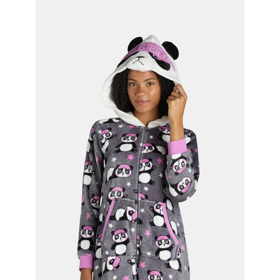 Holiday Time Women’s Panda Union Suit with Hood, Sizes XS-3X