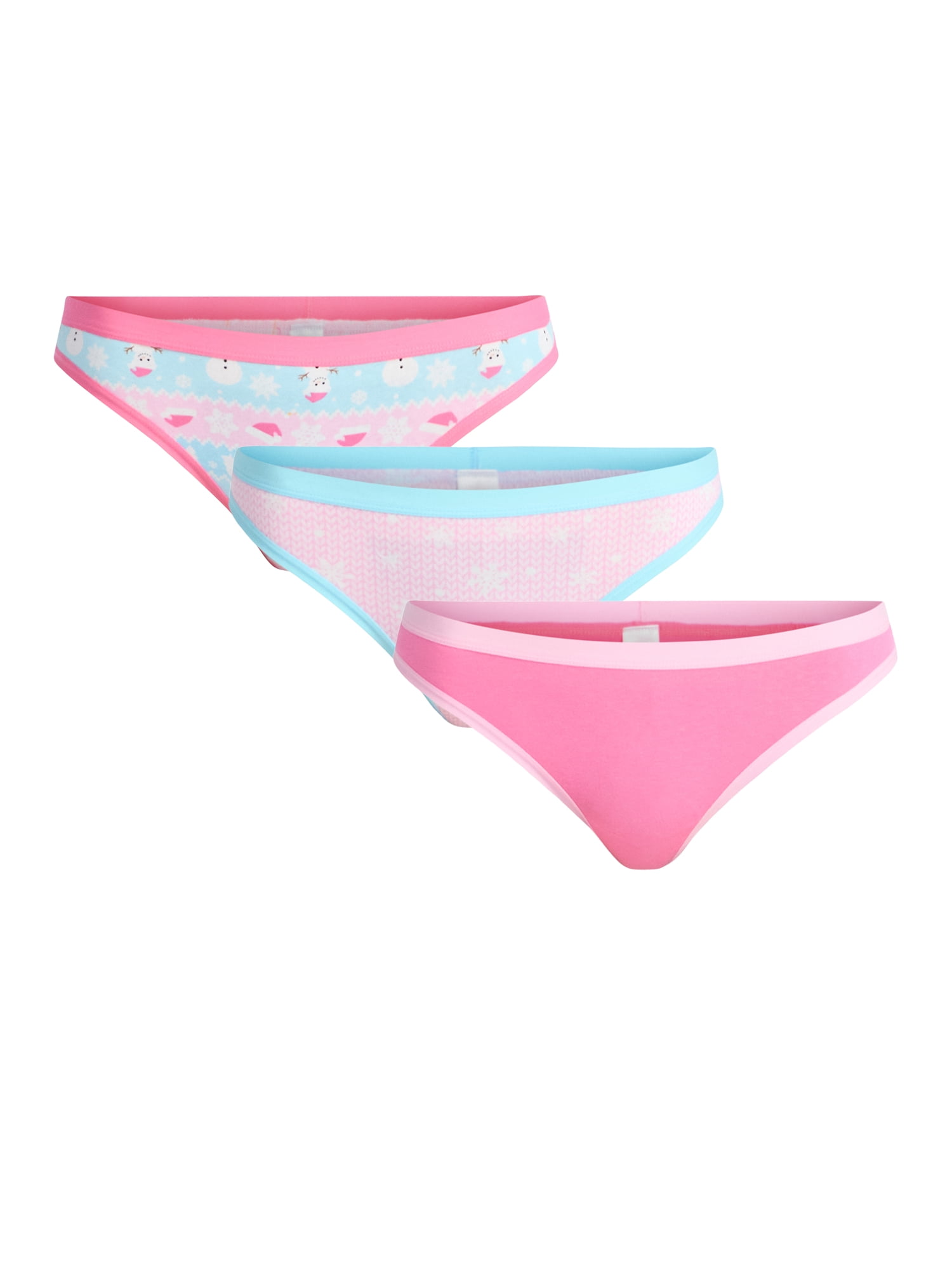 Holiday Time Women's Christmas Thong Panties, 3-Pack, Sizes S-XXL