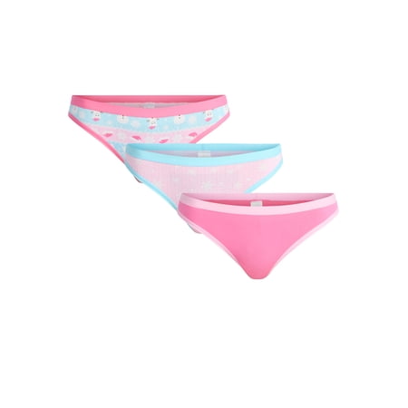 Holiday Time Women's Christmas Thong Panties, 3-Pack, Sizes S-XXL