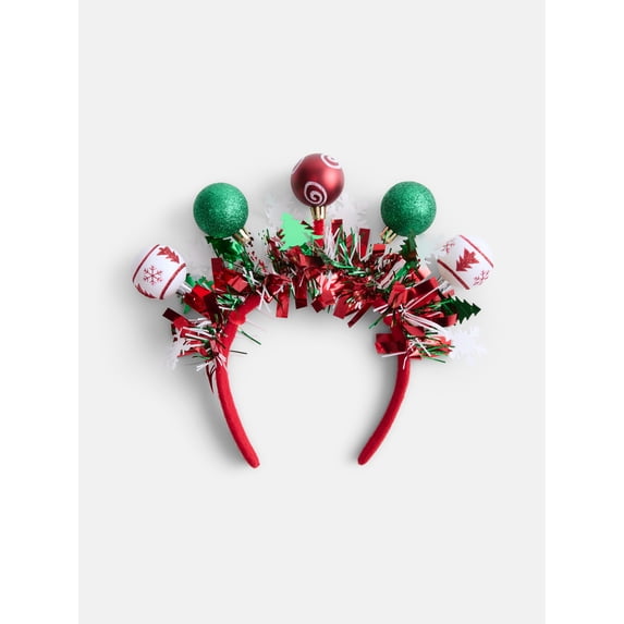 Holiday Time Women's Tinsel & Ornament Headband