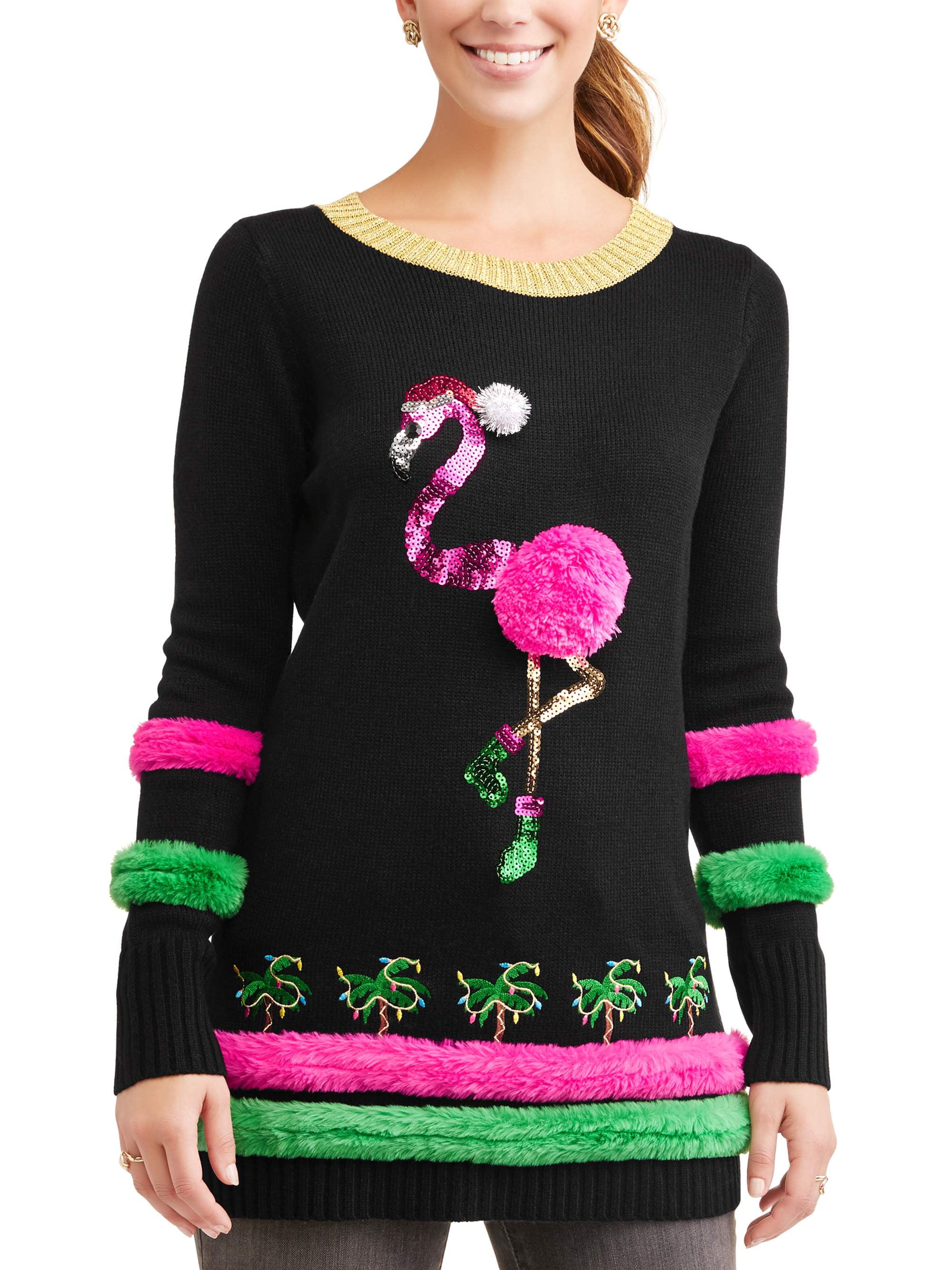 Besmetten backup Zeeanemoon Holiday Time Women's Ugly Christmas Sweater Flamingo Tunic - Walmart.com