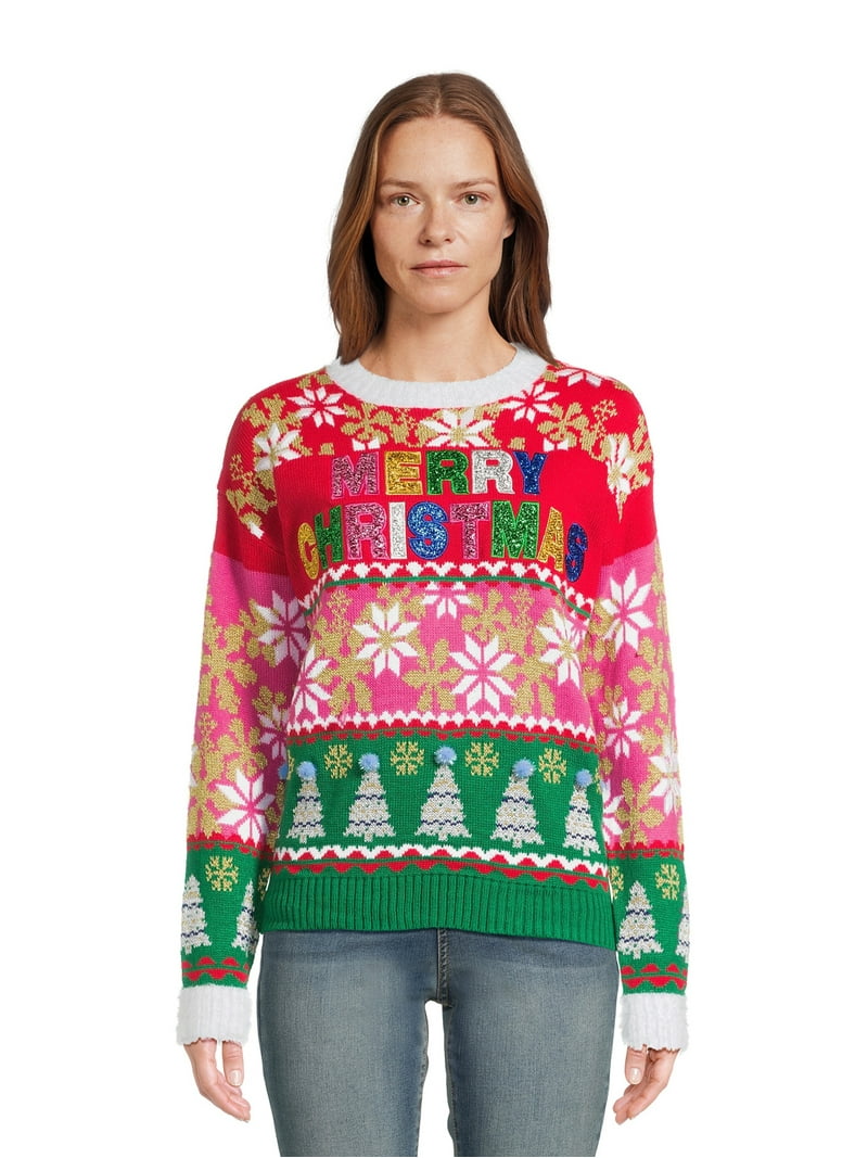 Holiday Time Women's Ugly Christmas Sweater, Sizes S-3X
