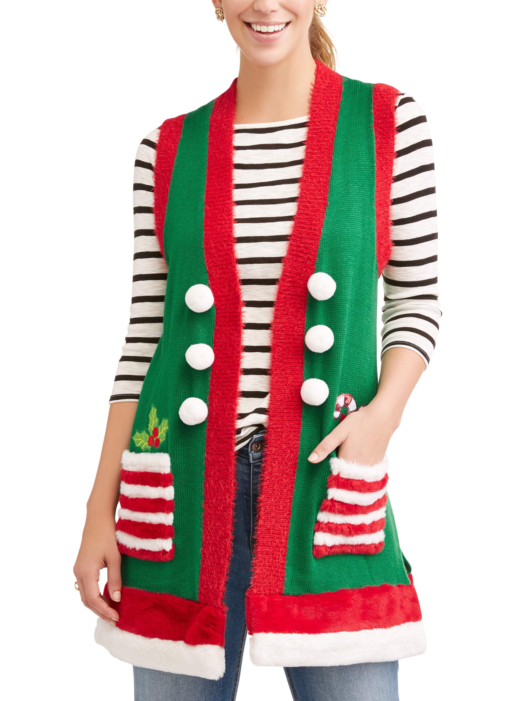 Holiday Time Women's Ugly Christmas Sweater Vest - Walmart.com