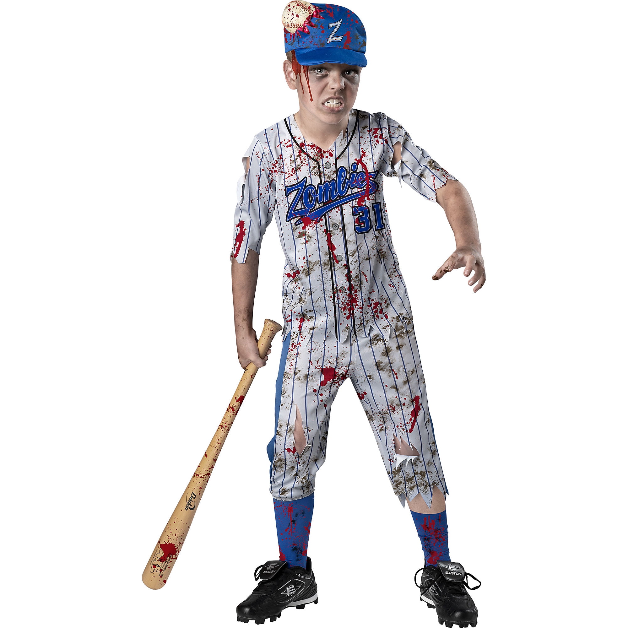 Holiday Times Unlimited Inc Zombie Baseball Player Halloween Costume for Boys, Medium, Includes Accessories