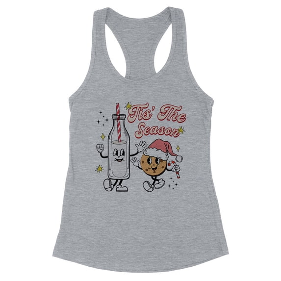 Holiday Tis the Season Tank Top Fitted Racerback Women's Small Heather Grey
