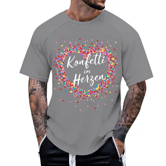 Holiday Top for Men Print Short Sleeve Relaxed Fit Crew Neck Beach Clothes for Men,Grey,2XL