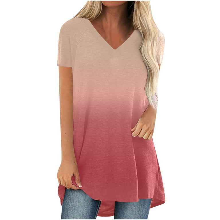 ZVAVZ Holiday Tops for Women Womens Long Tunics Or Tops To Wear with  Leggings Plus Size, Casual Summer Loose Fit V Neck Printed Blouses Shirt  Women Tunic Tops for Leggings 