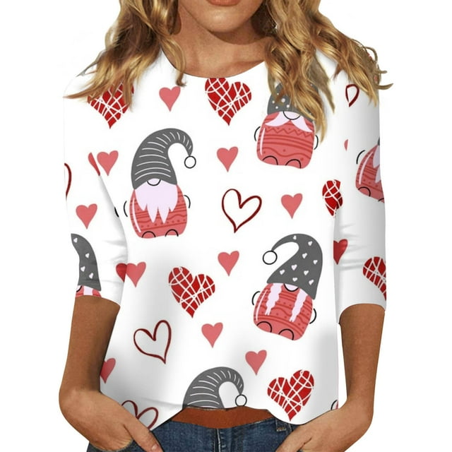 Holiday Tops for Women 2024 Loose 3/4 SleeveScoop Neck Soft Long Sleeve T Shirt Women