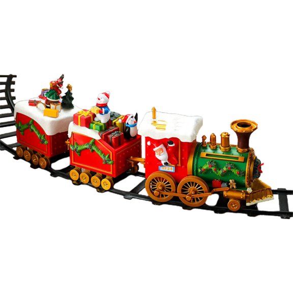 Holiday Train Decoration Set Seasonal Tree Train Set with Festival Cheer Sounds and Light Display Ornament