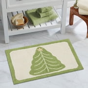 Holiday Trees Cotton Bath Rug, Green, 17" x 24"
