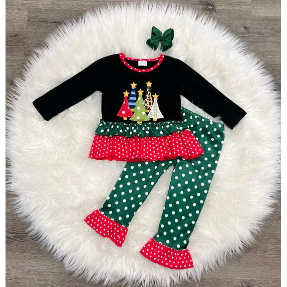 Holiday Trees Ruffle Outfit